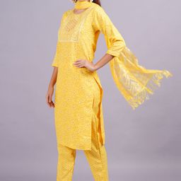 HIGHLIGHT FASHION EXPORT Printed Patchwork Straight Kurta with Trousers & Dupatta-picture-29