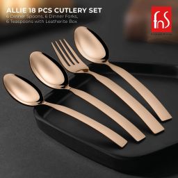 fns Allie Cutlery Set with Leatherite Box-6 Dinner Spoon, 6 Dinner Forks, 6 Teaspoon Stainless Steel Cutlery Set image 5
