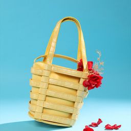 HAUTE SAUCE by Campus Sutra Yellow PU Structured Satchel-image-14