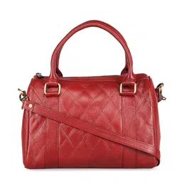 GENWAYNE Red Leather Structured Handheld Bag with Quilted image 1