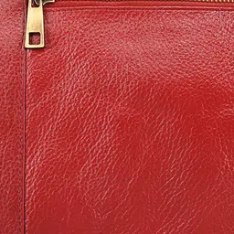 GENWAYNE Red Leather Structured Handheld Bag with Quilted image 5
