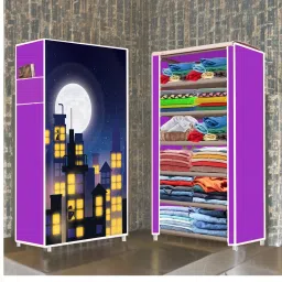 6 Shelf Foldable Collapsible Wardrobe Storage Organizer Almirah Cloth Rack Carbon Steel Collapsible Wardrobe-11