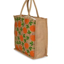 Kuber Industries Floral Printed Swagger Jute Handheld Bag-10