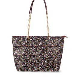 Mochi Black Geometric Printed Structured Shoulder Bag-13