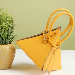 HAUTE SAUCE by Campus Sutra Yellow Embellished PU Swagger Handheld Bag with Tasselled-45