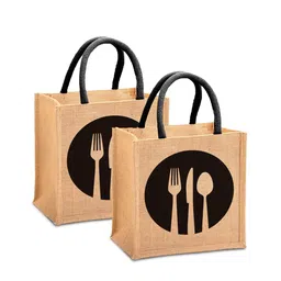 Kuber Industries Pack of 2 Printed Structured JuteHandheld Bag-39
