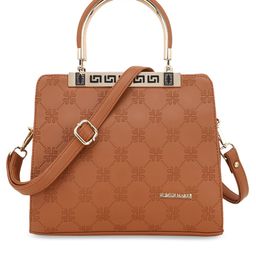 WOMEN MARKS Women Tan Brown Printed Handheld Bag With Pouch-98