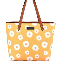 DressBerry Yellow Floral Printed Canvas Oversized Structured Shoulder Bag-picture-11