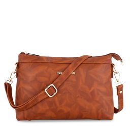 WOMEN MARKS Brown PU Oversized Structured Sling Bag with Fringed-49