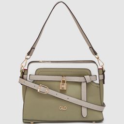 Globus Women Olive Colourblocked Casual Handheld Bag-image-14