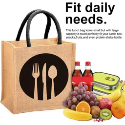 Kuber Industries Printed Structured Jute Handheld Bag image 2