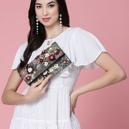 Anekaant Beads & Sequines Embellished Canvas Sling Bag image 2