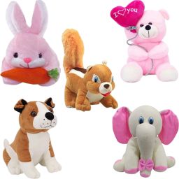 Cute and lovely soft toy set of 5 for kids (Squirrel ,Rabbit ,Sitting elephant, bull dog, Balloon teddy ) /birthday and other special occasions. - 25 cm-3