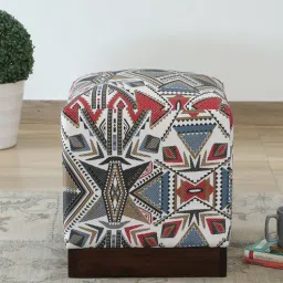 bohemiana from pepperfry Guile Fabric Pouffe in Provincial Teak Finish-picture-20
