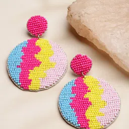 Anekaant Multicoloured Circular Drop Earrings-5