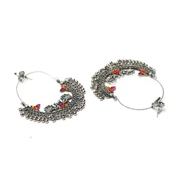 PANASH Silver-Toned & Pink Crescent Shaped Chandbalis image 4