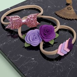 Babymoon Girls Set Of 3 Bow Headbands-45