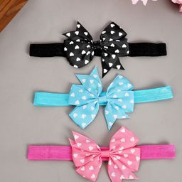 Babymoon Girls Pack of 3 Pink, Blue & Black Bow Headband-54