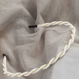 SYGA Women Twisted Pearl-Beaded Metal Hairband-image-27