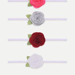 Babymoon Girls Set of 4 Pink, Grey, Brown & White Headband-image-76