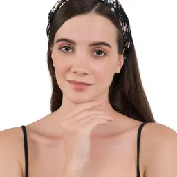 BuckleUp Women Black Floral Printed Fabric Wrap Headband-image-46