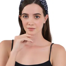 BuckleUp Women Navy Blue & White Printed Hairband-52
