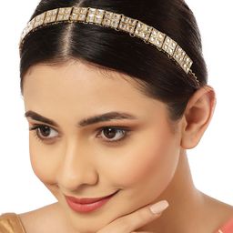 KARATCART Women White & Gold-Plated Embellished Hairband-36
