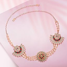 HAIR DRAMA COMPANY Women White & Green Gold Plated Embellished Hairband-image-49