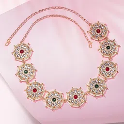 HAIR DRAMA CO. Women White & Red Gold Plated Embellished Hairband-31