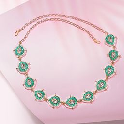 HAIR DRAMA COMPANY Women Green & White Gold Plated Embellished Hairband-image-77