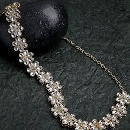 KARATCART Women Gold-Toned & White Embellished Hairband-image-38