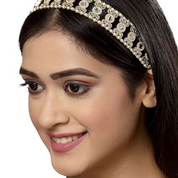 KARATCART Women Gold-Toned & White Embellished Hairband-37