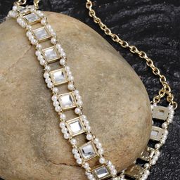 KARATCART Women Gold-Toned & White Embellished Hairband-image-73