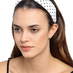 YouBella White & Black Polka Dot Printed Hairband-image-65