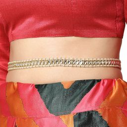 KARATCART Gold-Plated White Kundan-Studded Kamarbandh-image-19
