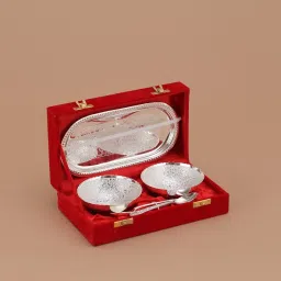 Luxurious Silver(German) Bowl, Tray, Spoon Serving Set-9