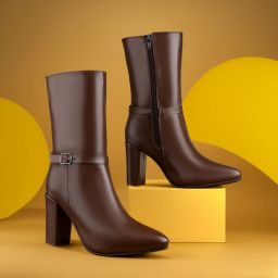 Women’s 9 CM Brown Casual Formal Buckle, Slipon Party Wear Boot And Dress Boots Boots For Women-image-22