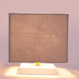 Devansh Grey Cotton Square Table Lamp With Wood Base-14