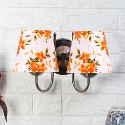 Devansh White & Orange Printed Metal Contemporary Frustum Shaped Wall Lamp-10