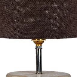 Devansh Brown & White Textured Jute Table Lamp With Wood Base image 2