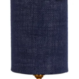 Devansh Blue & White Textured Jute Table Lamp With Wood Base image 4