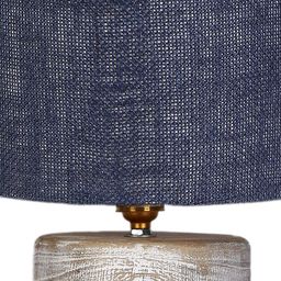 Devansh Blue & White Textured Jute Table Lamp With Wood Base image 5