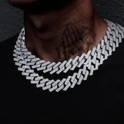 Zick Zack Cuban Diamonds Plated Chain Diamond Silver Plated Sterling Silver Chain-image-3