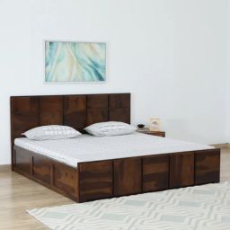 woodsworth from pepperfry Bergen Sheesham Wood King Size Bed In Provincial Teak Finish With Hydraulic Storage-picture-41