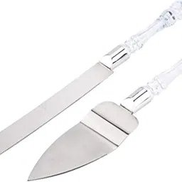 Cake Serving Set Cake Server Cake Décor with Crystal Handles for Weddings Steel Cake Server-16