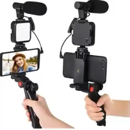 Slither Mobile Vlogging Kit with Microphone Tripod Stand and LED Light Vlogging Mobile Tripod-image-9