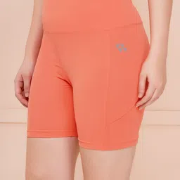 Brauch Coral Pink High‑Waist Swim Shorts Solid Women Swim Bottom Pink Swimsuit-picture-1