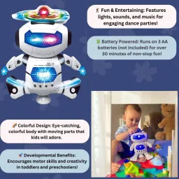 Naugty Dancing Robot with Lights, Music & 360° Rotation for Kids-24