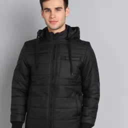 Men Solid Quilted Jacket-image-7