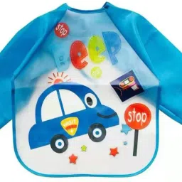 Waterproof & Soft Full Sleeves Apron Feeding Bibs for Infants & Weaning Babies-21